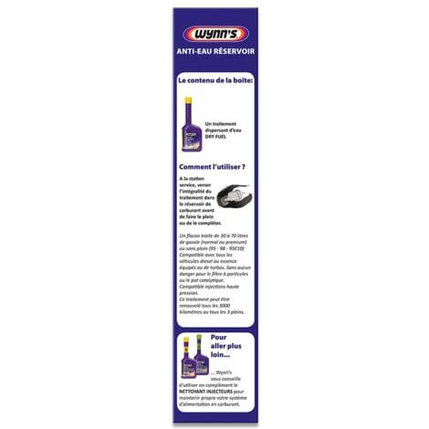 WYNN'S - Anti eau réservoir Diesel et Essence - Dry fuel - 325 ml - W71865 - Ce produit de marque WYNNS est neuf.