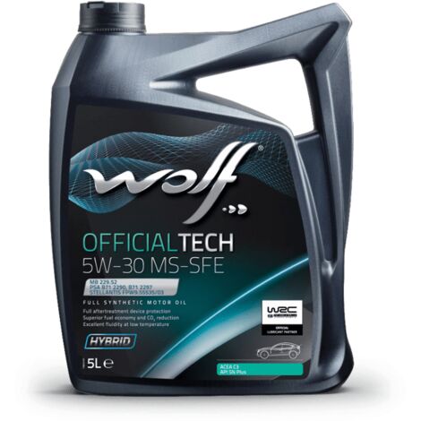 Wolf – Huile moteur synthétique 5W30 – 1053228 – Bidon de 5 litres – Normes ACEA C3, API SN PLUS – Protection optimale moteurs essence et diesel