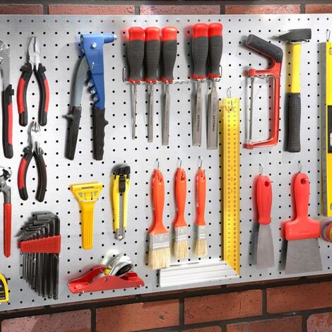 COSTWAY Organiseur Mural en Panneau Perforé, Kit de Rangement d'Outils en  Métal avec 3 Panneaux