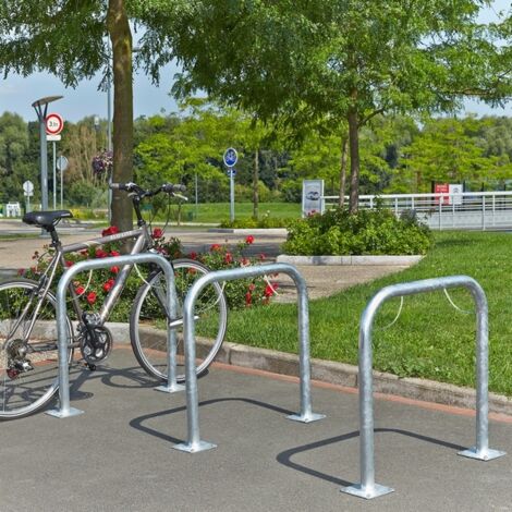 Mottez – Arceau simple range vélo – B883VGA – Tube Ø 50mm – Platine galvanisée 15x15cm – Charge maximale 75kg