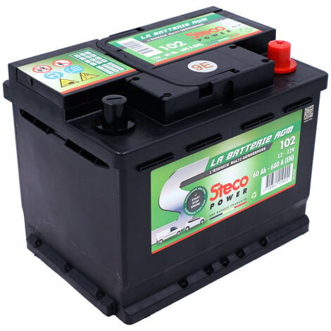 Batterie STECO START AND STOP AGM 12V 60AH 680A GARANTIE 2 ANS
