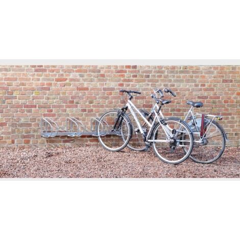 Mottez – Ratelier 4 vélos mural 45° B141V4 – Support pivotant pour espaces confinés – Dimensions 141x28x28cm – Entraxe 31cm (1/2)