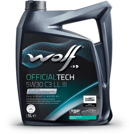 Wolf – Huile moteur 5W30 C3 LL III 1048181 – Bidon de 5 litres – Lubrifiant synthétique pour moteurs essence TGDI – Économies de carburant