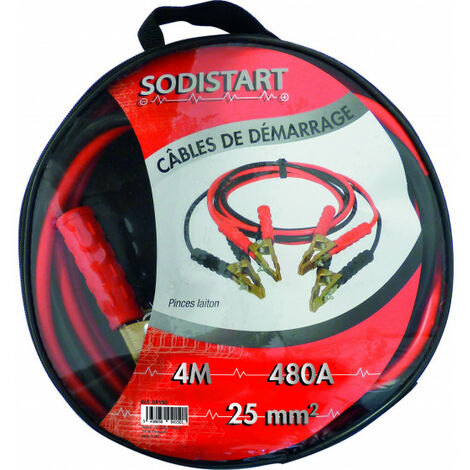 SODISTART - Cable demarrage cca 25mm² pinces laiton 2x4m - 04150