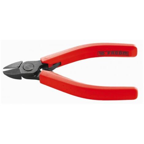 Facom – Pince coupante diagonale 120 mm – Finition brunie mate – Gaine rouge pour prise en main confortable – Capacité de coupe 2.0 mm