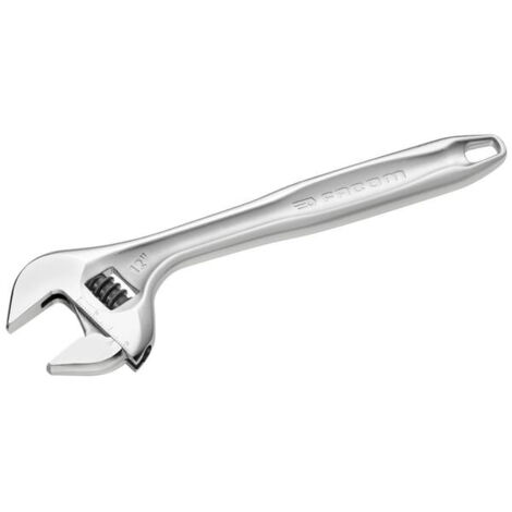Facom – Clé à molette réglage rapide 4' – Ouverture extra large pour accessibilité – Mors à profil fin – Corps chromé brillant
