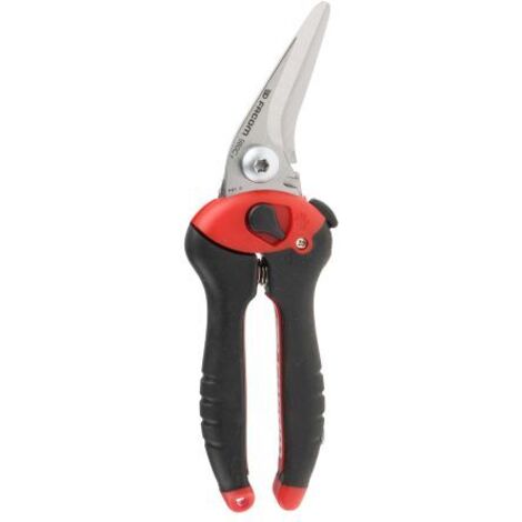 Facom – Cisaille à tôle 205 mm – Pour coupe nette de tôle fine, PVC, caoutchouc et cuir – Design ergonomique avec blocage de sécurité