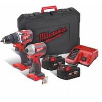 MILWAUKEE - Pack de 2 machines Perceuse-Visseuse M18 compact brushleess - 4933464718