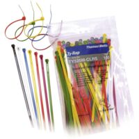 ABB – Colliers Tyrap multicouleurs 100 pcs – Nylon 66 résistant aux UV – Longueur 185,67 mm – Non desserrable pour fixation sécurisée