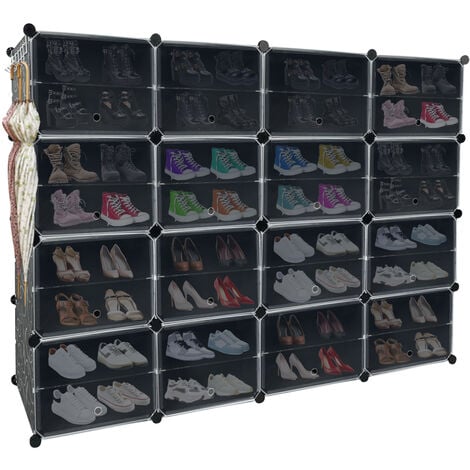 WENKO Anti-Rutsch-Schuhregal Hero ausziehbar, Schuhaufbewahrung für 24 Paar  Schuhe, Schwarz, pulverbeschichtetes Metall schwarz, Polypropylen schwarz