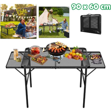 90x60cm Campingtisch Klappbar Beistelltisch Outdoor Gartentisch Mit Metallgitterplatte Grilltisch Klapptisch Verstellbare Hohe Breite Tragegriff Kleiner Tisch Fur Picknick Bis 134x60 Cm 84595628