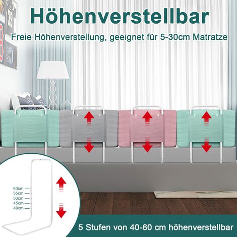 Jaxguom Bettgitter 150cm Rausfallschutz - Höhenverstellbar, Faltbar Für Reisen, Einfache Montage