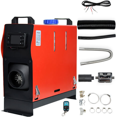 12V Diesel Luftheizung 8KW Standheizung Kraftstoffheizung Lufterhitzer mit  Fernbedienung Schalldämpfer und Schwarzes LCD Dieselheizung (Rot Normaler