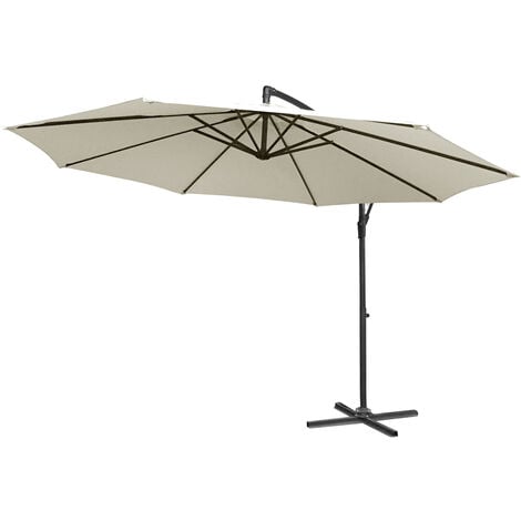 Sonnenschirme Sonnenschirm Ampelschirm balkon Ř300cm Gartenschirm mit Kurbel, Terrassenschirm, UV-Schutz Kurbelschirm (Beige), HENGMEI