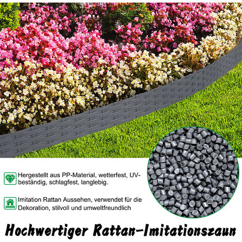 TANYEAR Rasenkante Holzoptik 4,6m - Kunststoff Beetumrandung Braun