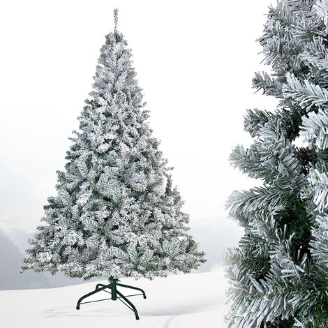 Weihnachtsbaum 180 Cm Knstlich Mit Schnee - Realistischer Tannenbaum PVC  Mit Metallstnder Christmas Tree Schwer Entflammbar