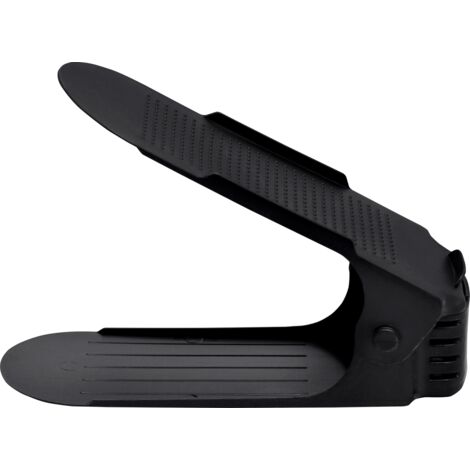 Paar Schuhaufbewahrung Schwarz, Hero Polypropylen Metall schwarz, WENKO für pulverbeschichtetes Schuhe, Anti-Rutsch-Schuhregal schwarz ausziehbar, 24