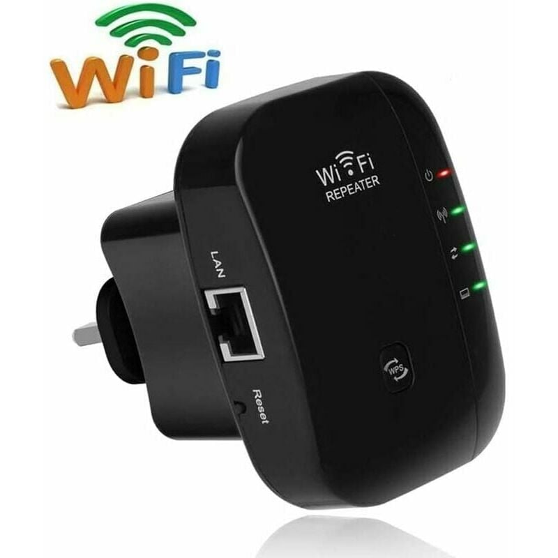 WiFi Booster 300Mbps 2.4GHz Amplificateur WiFi Booster Extender Mode  Repeater / Routeurs / AP LAN Interface WPS Protection Fonction-Noir