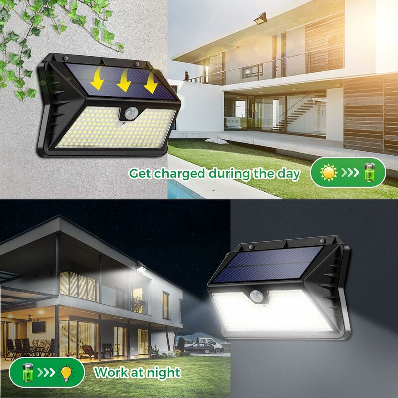 Lampe Solaire Exterieur, 3 Modes Projecteur Led Eclairage Exterieur Avec  Detecteur, 283 LED Spot Solaire Exterieur IP65 Etanche Lumiere, 6 pièces