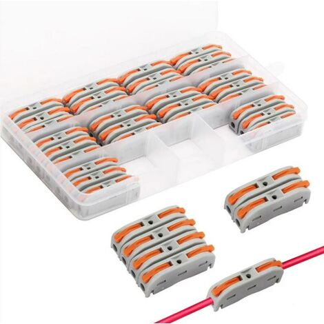 Oi-FRIS Connecteurs électriques 20 pièces, Bornes de Connexion Automatique,  Rapide Connecteur de Fil de Câble, Connecteurs de Fils Compacts, PCT-212 (2  Ports)