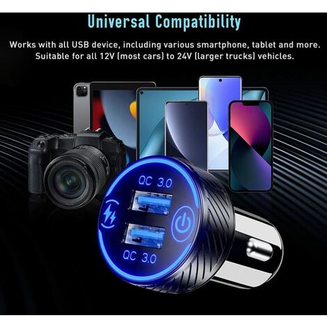 Acheter Chargeur de voiture universel 4 Ports USB, siège avant et arrière,  QC3.0, charge rapide, adaptateur USB pour chargeur de voiture