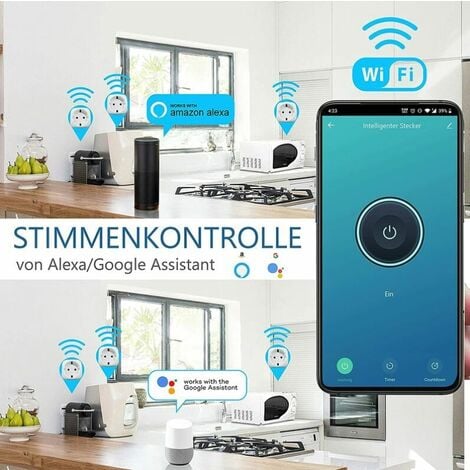 Prise Connectée WiFi, Lot de 2 Prise Intelligente Compatible avec Alexa,  Google Home et Smart Life