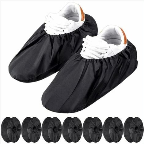 10 Paires Couvre-Chaussures Réutilisables Antidérapants Couvre-Bottes  Imperméables pour Protection de Tapis de Ménage Machine Lavable (Noir)