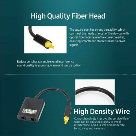 1 à 2 câble optique numérique adaptateur séparateur audio adaptateur audio  fibre optique adaptateur séparateur fibre