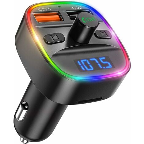 Bluetooth voiture,transmetteur FM Bluetooth,kit voiture Bluetooth avancé  avec QC3.0 double ports USB,écran