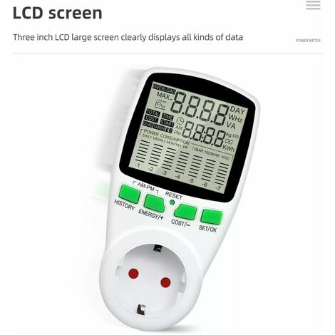 Compteur de Consommation Électrique, Prise Compteur d'Énergie avec Écran  LCD Protection contre les Surcharges Consommation