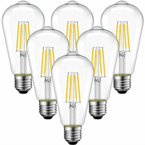 Ampoule LED Edison Imitation Tungstène Lampe Restaurant-E27, 4W, Clair,  2700K, 6pcs MOONSTARS
