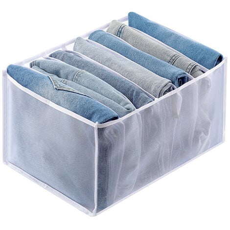 2pcs Organisateur de tiroir à vêtements Organisateur de rangement de jeans  pliables 7 grilles De garde-robe Rangement Tiroir lavable Organisateur de