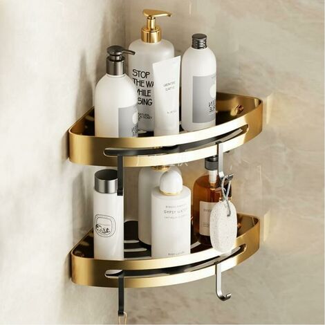 Acheter Étagère d'angle murale pour salle de bain, en aluminium doré  brossé, étagère de douche, porte-shampooing de bain