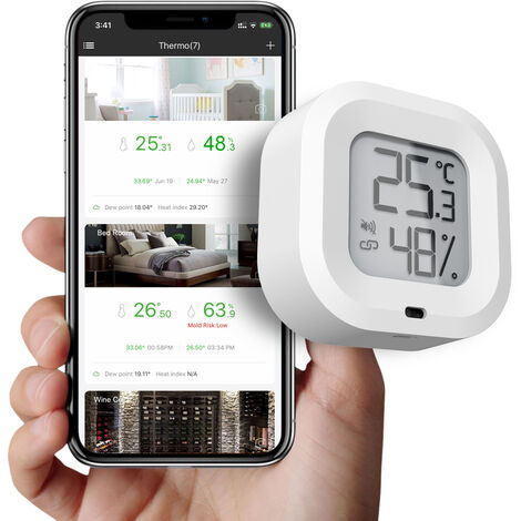 ORIA 2pcs Hygromètre à Thermomètre Bluetooth 5.0, Contrôle App sans Fil  Mètre de Moniteur d'Humidité Température Précis, Capteur Moniteur avec  Ecran, Bouton, Alertes Funtion pour iOS/Android : : Jardin