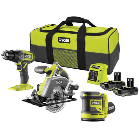 Ryobi ONE+ Combi Drill, Circular Saw & Random Orbital Sander Kit (2x 2.0Ah) 18V RCK183DL-2C20S