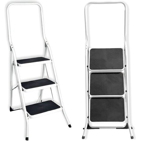 FACILITYS - Escalera de acero de 3 escalones anchos de seguridad
