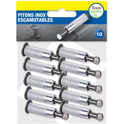 TERRE JARDIN - Piton - Casquillo retráctil (acero inoxidable, 10 unidades)