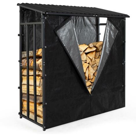 TERRE JARDIN - Estantería para leña 185 x 190 cm con funda protectora (1/5)