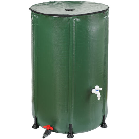 TERRE JARDIN - Depósito recogedor de agua de lluvia plegable Verde 750 litros