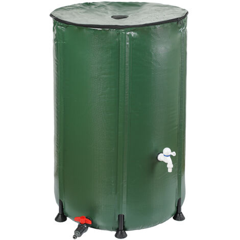 TERRE JARDIN - Depósito recogedor de agua de lluvia plegable Verde 250 litros