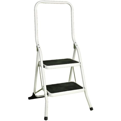 FACILITYS - Taburete de acero con 2 escalones anchos de seguridad
