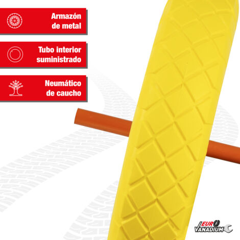 Rueda Antipinchazos Para Carretilla 260x75 Mm (Agujero 20mm) KIPPEN | Poliuretano Con Rodamiento De Bolas | Carga 120 Kg | Amarillo