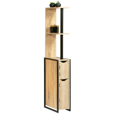 FACILITYS - Mueble WC efecto madera y metal tipo industrial, Para Baño, Negro (1/5)