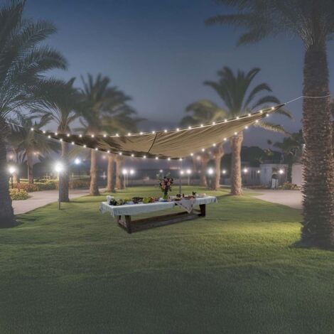 TERRE JARDIN - Toldo de sombra solar triangular con LED – Regulable en intensidad Marrón 5 x 5 x 5