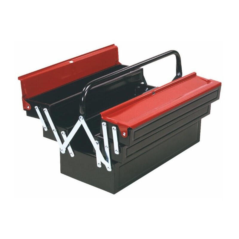 Caisse à outils métallique rouge - dépliable - 5 compartiments SAM OUTILLAGE