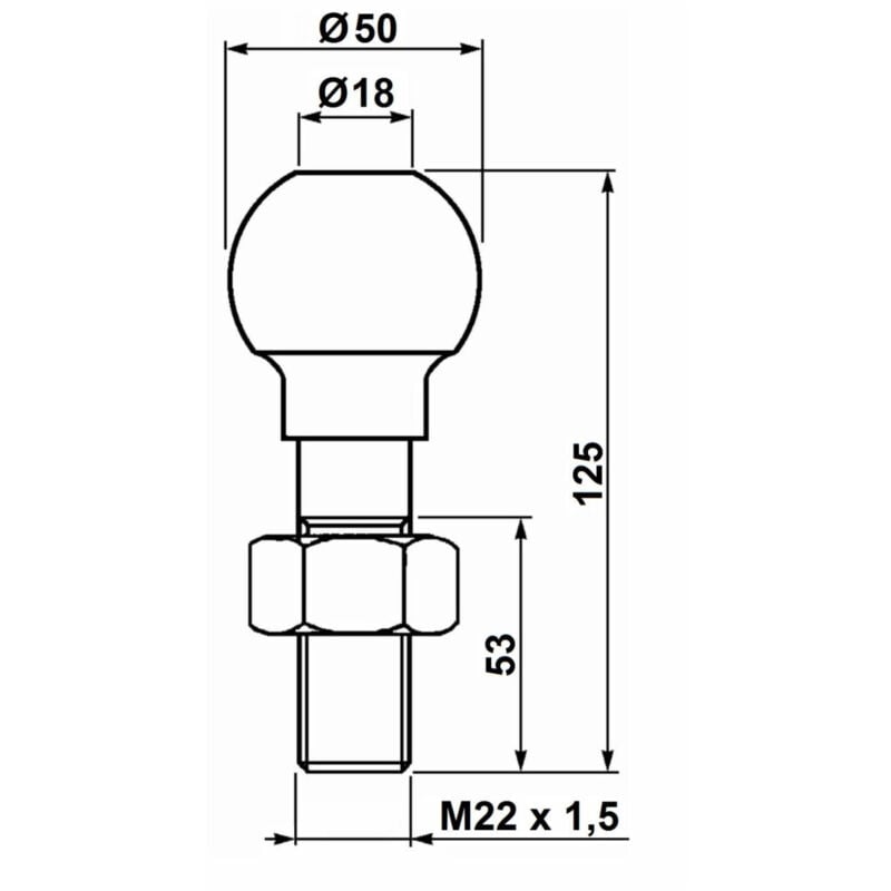 Boule attelage für Latte von Schleppern 50mm Einbau von TR126