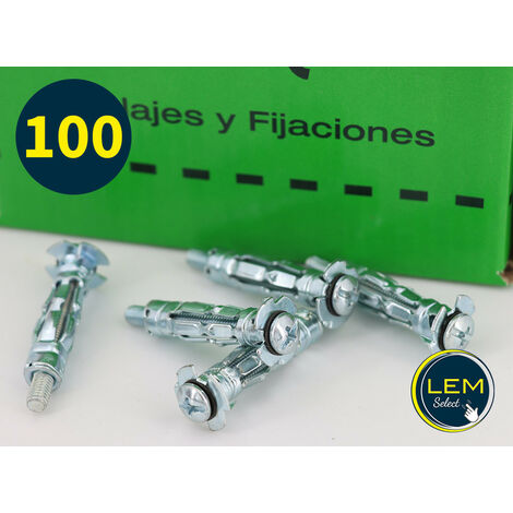 Boîte de 100 chevilles métalliques Placo à expansion avec vis de 5x37 mm