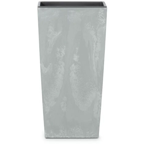 Lem Select – Grand pot de fleurs carré 40x40x75cm – Matériau plastique résistant – Design effet béton pour intérieur et extérieur – Volume 91,5L (1/3)