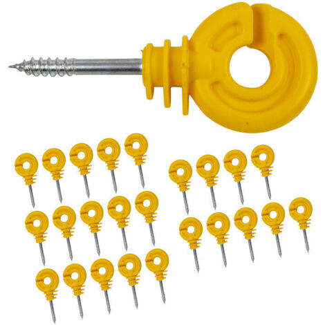 Isolateur jaune à vis pour bois dur (Lot de 25 )