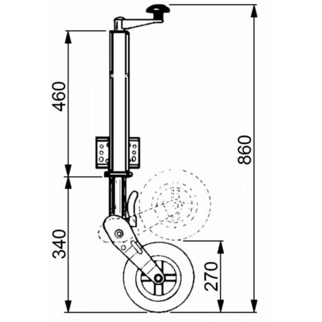 Roue jockey légère basculante ø 60 mm